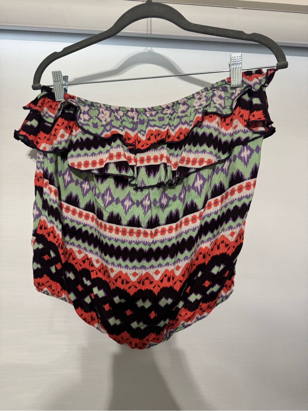 Love Culture Multicolor Off-Shoulder Ruffle Top - Coral, Purple, Mint